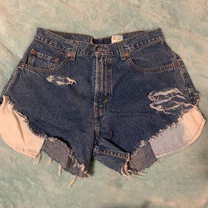 Levi's denim shorts. Custom distress.